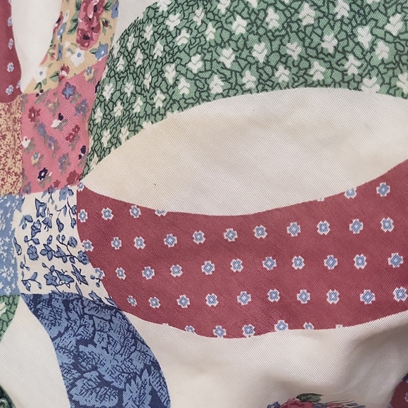 Vintage Calico Double Wedding Ring quilted Pillowcase sham - Picture 2 of 4